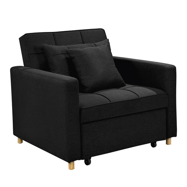 Sarantino Suri 3-in-1 Convertible Lounge Chair Bed - Black.