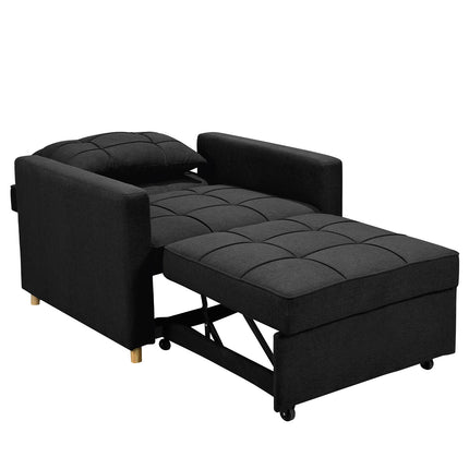 Sarantino Suri 3-in-1 Convertible Lounge Chair Bed - Black.