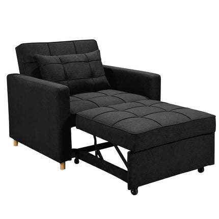 Sarantino Suri 3-in-1 Convertible Lounge Chair Bed - Black.