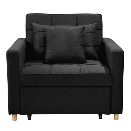 Sarantino Suri 3-in-1 Convertible Lounge Chair Bed - Black.