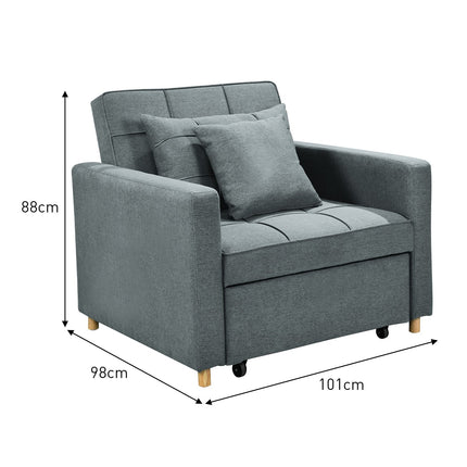 Sarantino Suri 3-in-1 Convertible Sofa Chair Bed -  Airforce Blue.