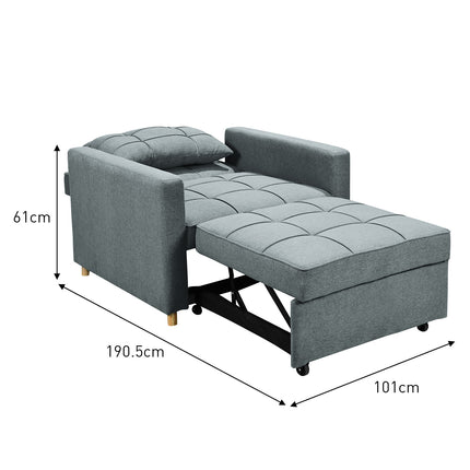 Sarantino Suri 3-in-1 Convertible Sofa Chair Bed -  Airforce Blue.