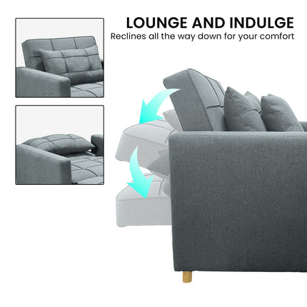 Sarantino Suri 3-in-1 Convertible Sofa Chair Bed -  Airforce Blue.