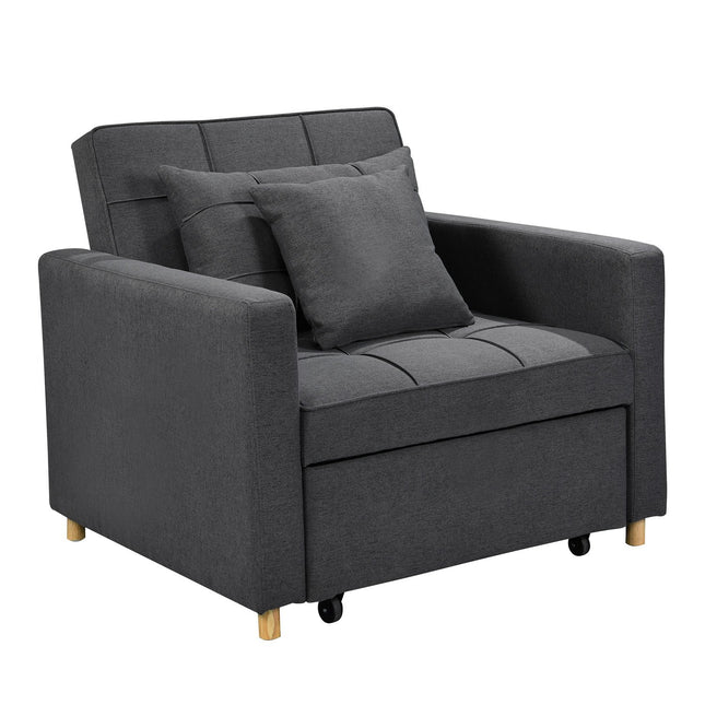 Sarantino Suri 3-in-1 Convertible Lounge Chair Bed - Dark Grey.