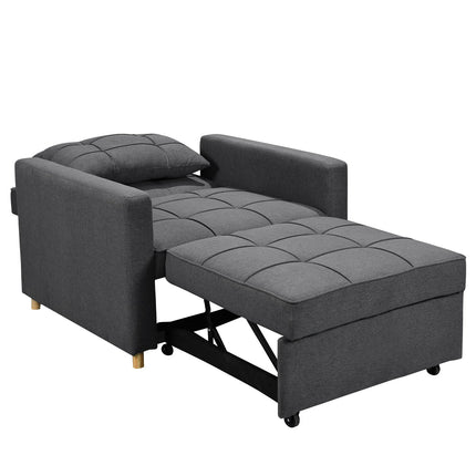 Sarantino Suri 3-in-1 Convertible Lounge Chair Bed - Dark Grey.