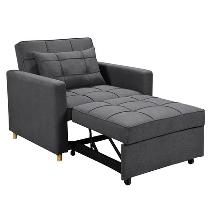 Sarantino Suri 3-in-1 Convertible Lounge Chair Bed - Dark Grey.