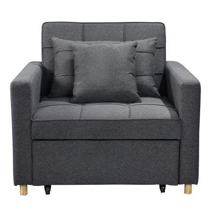Sarantino Suri 3-in-1 Convertible Lounge Chair Bed - Dark Grey.