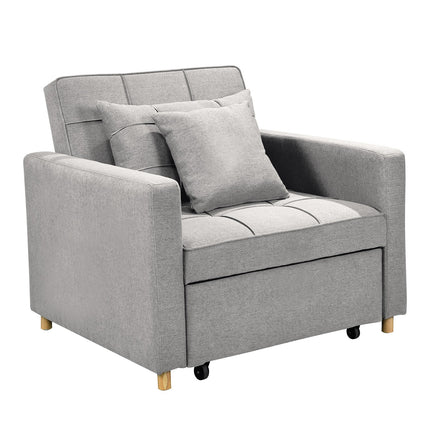 Sarantino Suri 3-in-1 Convertible Sofa Chair Bed Lounger - Light Grey.