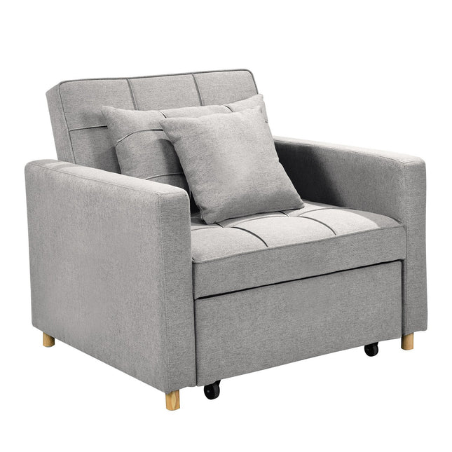 Sarantino Suri 3-in-1 Convertible Sofa Chair Bed Lounger - Light Grey.