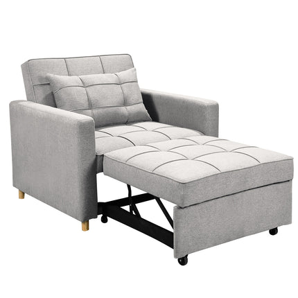 Sarantino Suri 3-in-1 Convertible Sofa Chair Bed Lounger - Light Grey.