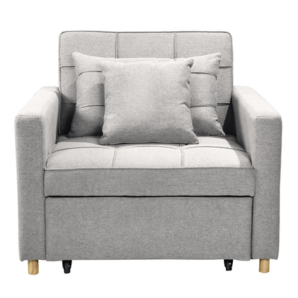 Sarantino Suri 3-in-1 Convertible Sofa Chair Bed Lounger - Light Grey.