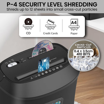 Centurion 25L 12-Sheet Paper Shredder Electric Cross-Cut Home & Office Cutter.