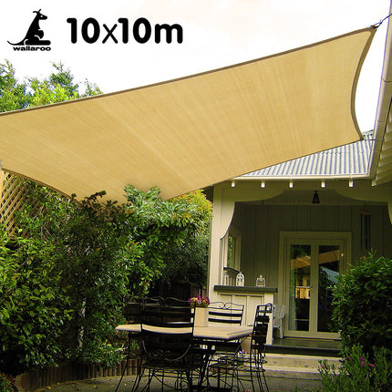 Wallaroo Square Shade Sail 10m x 10m - Sand.