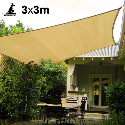 Wallaroo Square Shade Sail: 3m x 3m - Sand.