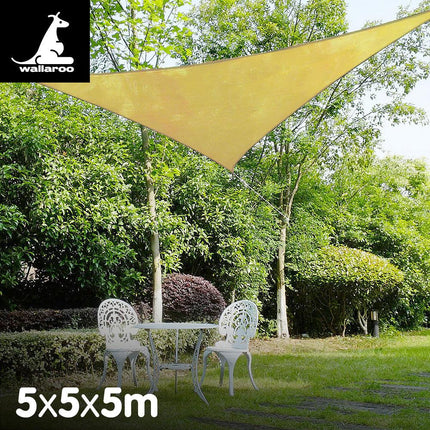 Wallaroo Triangle Shade Sail 5m x 5m x 5m - Sand.