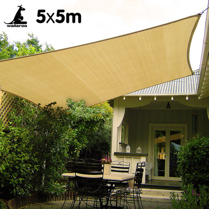 Wallaroo Square Shade Sail 5m x 5m - Sand.