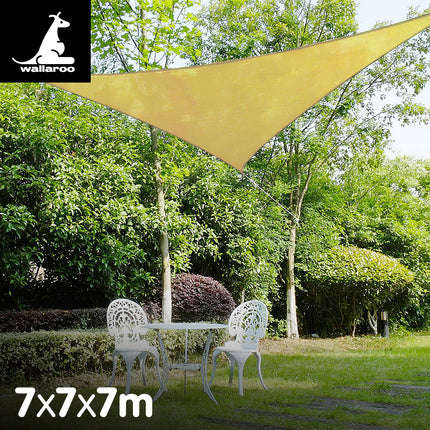 Wallaroo Triangle Shade Sail 7x7x7 - Sand.