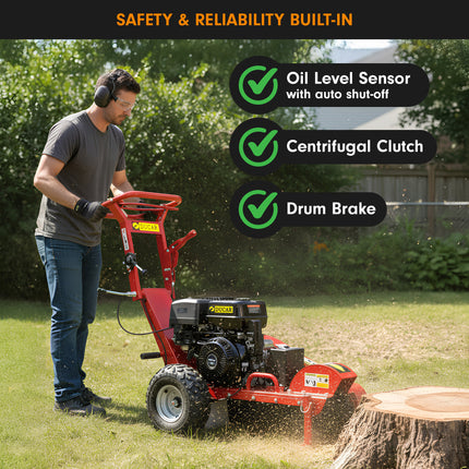 Ducar Stump Grinder 457cc 18HP Petrol Engine with Key Start & Tungsten Carbide Teeth.