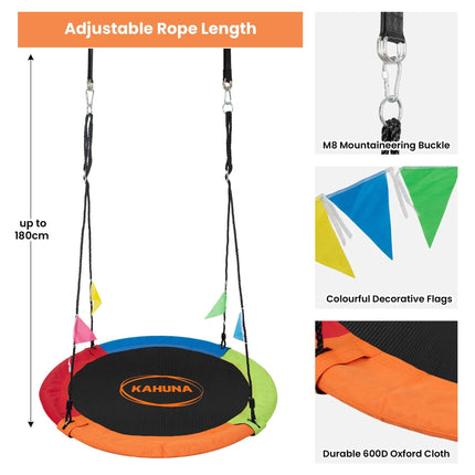 Kahuna Kids 1.2m Tree Saucer Swing Set Round 400kg With Straps Capacity Outdoor.