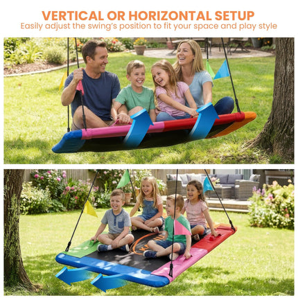 Kahuna Heavy Duty 60 Inch Rectangular Tree Swing With Adjustable 180cm Lifting Ropes Foam Padded Tubes And Full Accessory Kit For Backyard Family Use.