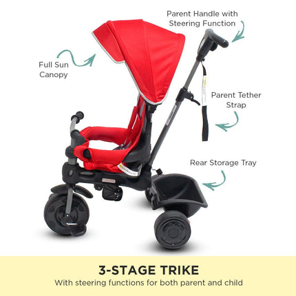 Veebee Explorer 3-stage Kids Trike With Canopy - Red.