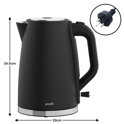Pronti Breakfast Set with HomeMaid Coffee Machine, Silver Noir Toaster & Kettle.