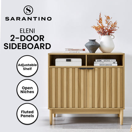 Sarantino Eleni 2-Door Sideboard Buffet Hallway Cabinet Storage Console Cupboard in Natural.