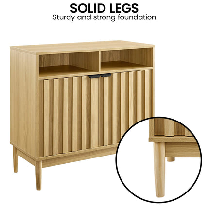 Sarantino Eleni 2-Door Sideboard Buffet Hallway Cabinet Storage Console Cupboard in Natural.