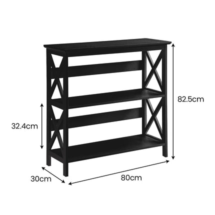Sarantino Lucas 3-Tier Bookshelf Display Rack in Black.