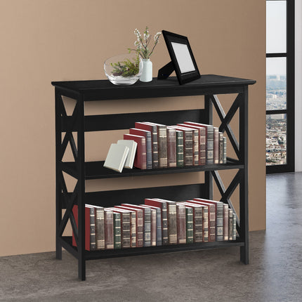 Sarantino Lucas 3-Tier Bookshelf Display Rack in Black.