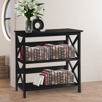 Sarantino Lucas 3-Tier Bookshelf Display Rack in Black.