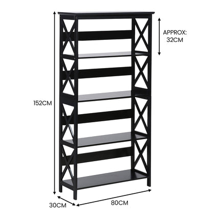 Sarantino Daphne 5-tier Cross Panel Bookshelf.