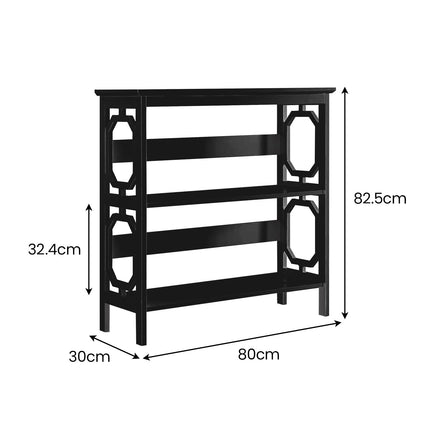 Sarantino Laurel 3-Tier Bookshelf Display Rack in Black.