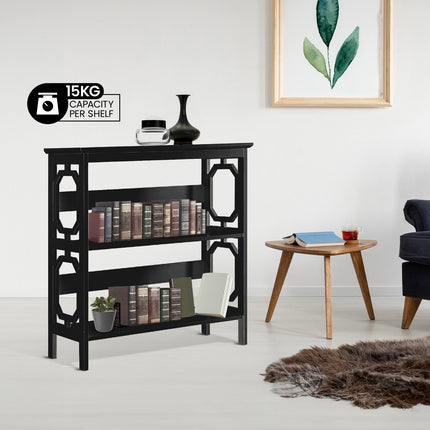 Sarantino Laurel 3-Tier Bookshelf Display Rack in Black.