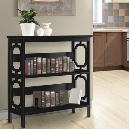 Sarantino Laurel 3-Tier Bookshelf Display Rack in Black.