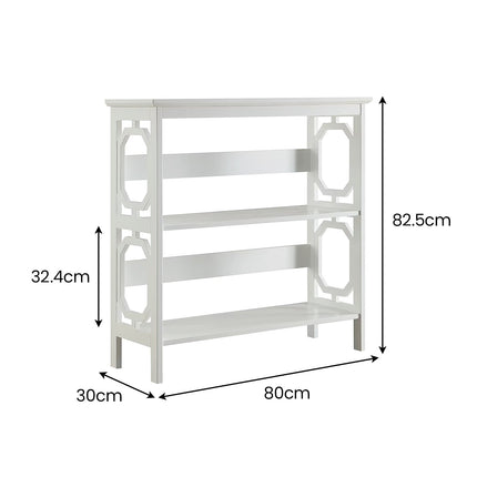 Sarantino Laurel 3-Tier Bookshelf Display Rack in White.