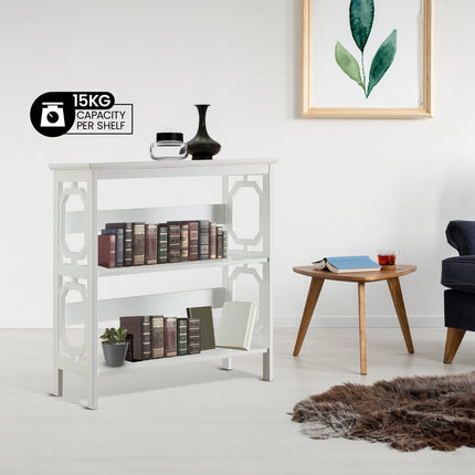 Sarantino Laurel 3-Tier Bookshelf Display Rack in White.