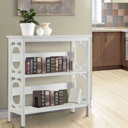 Sarantino Laurel 3-Tier Bookshelf Display Rack in White.