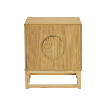 Sarantino Luca Bedside Table Split Door Night Stand - Natural.