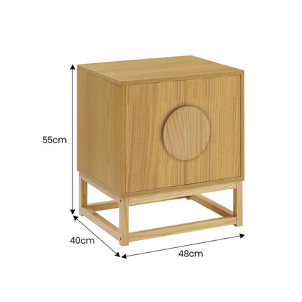 Sarantino Luca Bedside Table Split Door Night Stand - Natural.