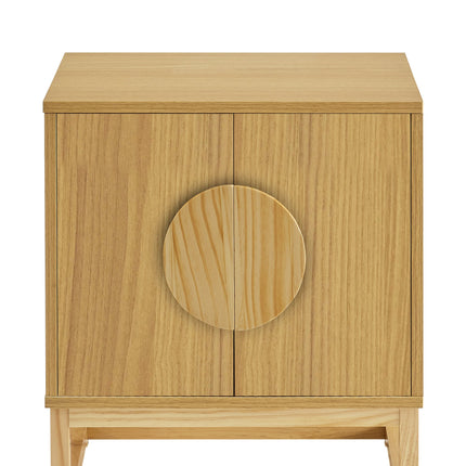 Sarantino Luca Bedside Table Split Door Night Stand - Natural.