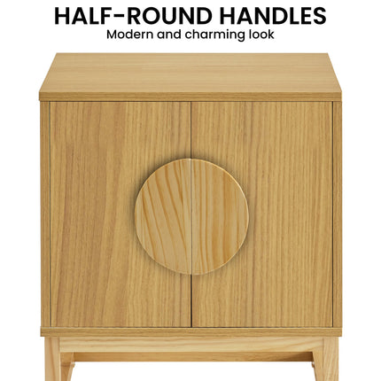Sarantino Luca Bedside Table Split Door Night Stand - Natural.