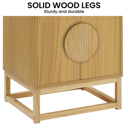 Sarantino Luca Bedside Table Split Door Night Stand - Natural.