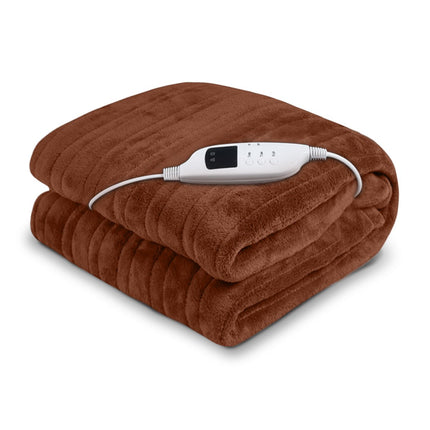Laura Hill Heated Electric Blanket Throw Rug Coral Warm Fleece Brown.