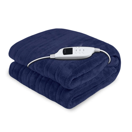 Laura Hill Heated Electric Blanket Coral Warm Fleece Winter Blue.