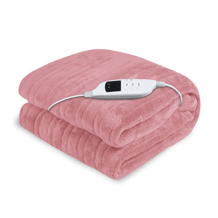 Laura Hill Heated Electric Blanket Throw Rug Coral Warm Fleece Pink.
