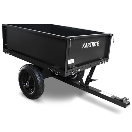 Kartrite Heavy Duty Dump Cart 270kg Capacity Pneumatic Tyres Quick Release Pedal Removable Tailgate Trailer for Garden.