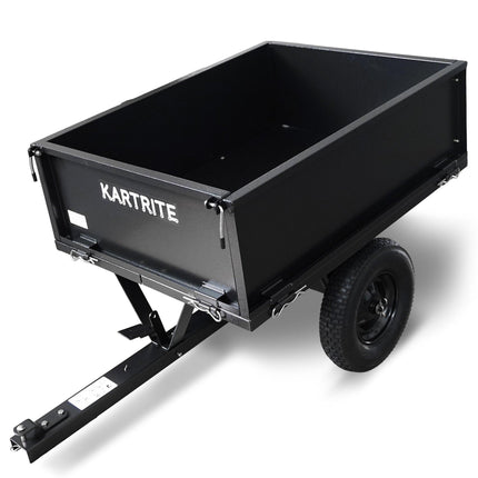 Kartrite Heavy Duty Dump Cart 270kg Capacity Pneumatic Tyres Quick Release Pedal Removable Tailgate Trailer for Garden.
