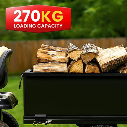 Kartrite Heavy Duty Dump Cart 270kg Capacity Pneumatic Tyres Quick Release Pedal Removable Tailgate Trailer for Garden.