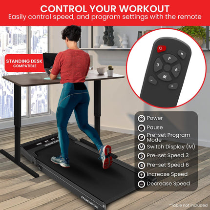 Powertrain K500 Walking Pad Treadmill 2 in 1 Foldable Walking & Running Machine w/2.5HP Motor Dual LED Displays 2 Level.